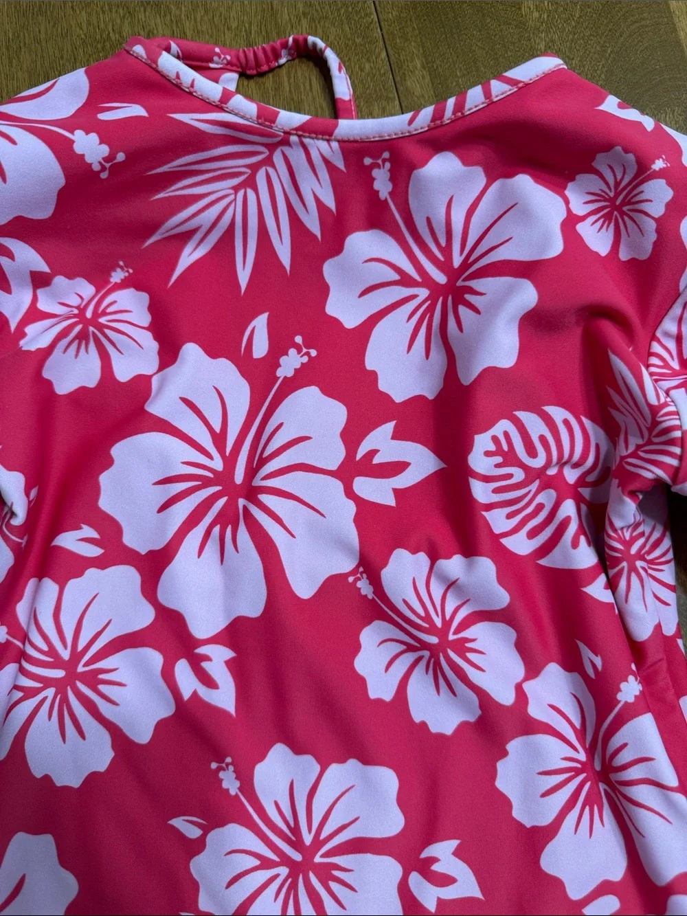 Girls' Long Sleeve Pink Floral Rashguard Swimsuit
